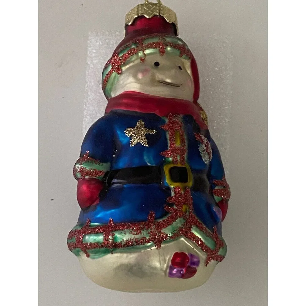Vintage Painted Ornament Old Blown Glass German Snow Man‎ Figure Like Santa  EUC